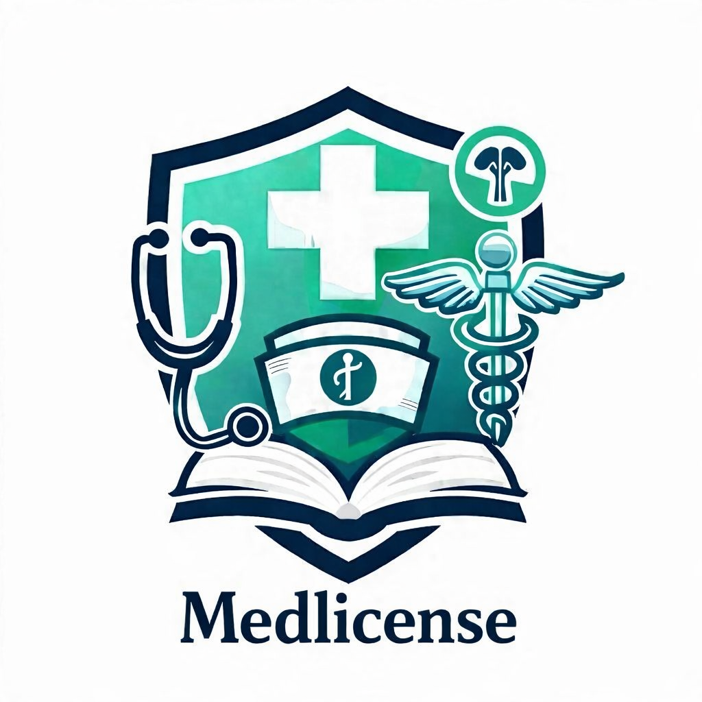 Medlicense logo design with medical symbols
